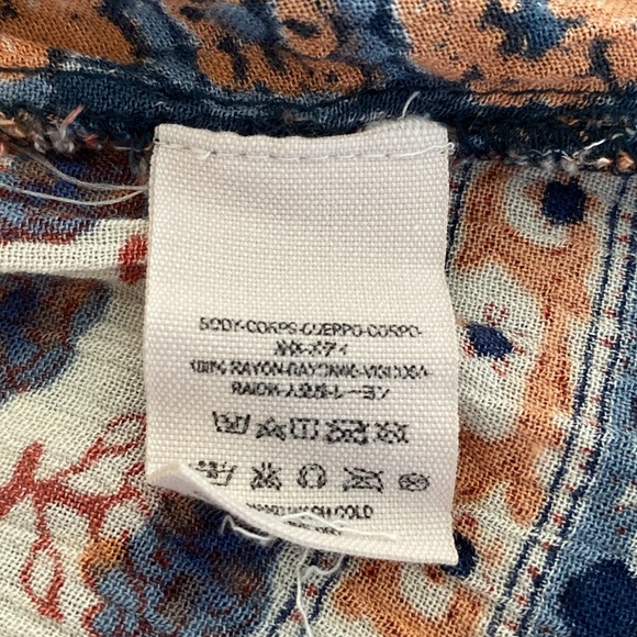 Free People Caravan Block Print Button Front Blouse Top S - Picture 4 of 12